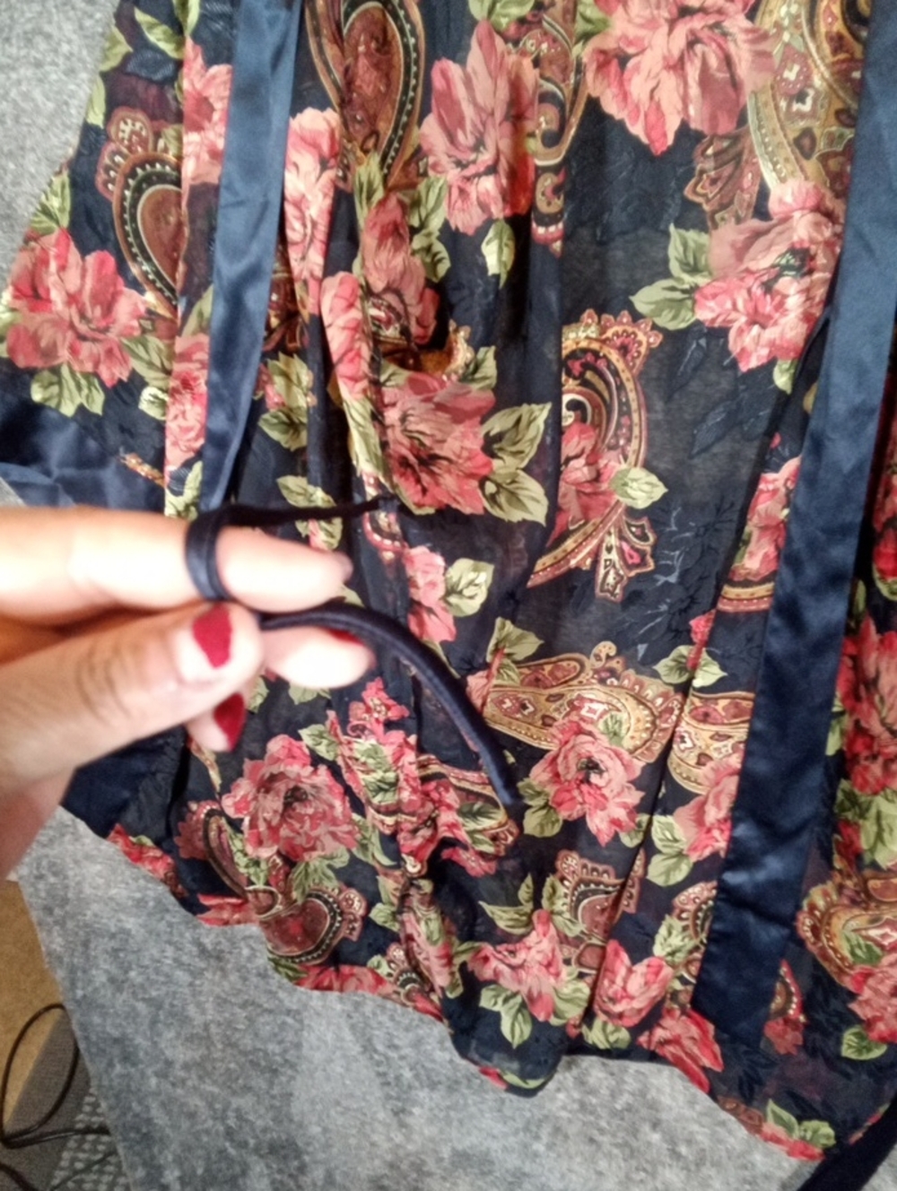 Victoria Secret 90s Open Kimono Robe One Size Floral Cottage Paisley Lingerie - Picture 6 of 11